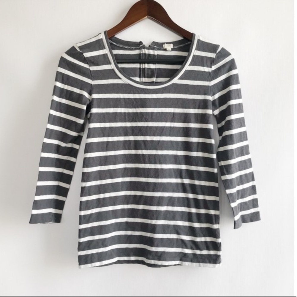 Striped J. Crew Tee with Zipper Back